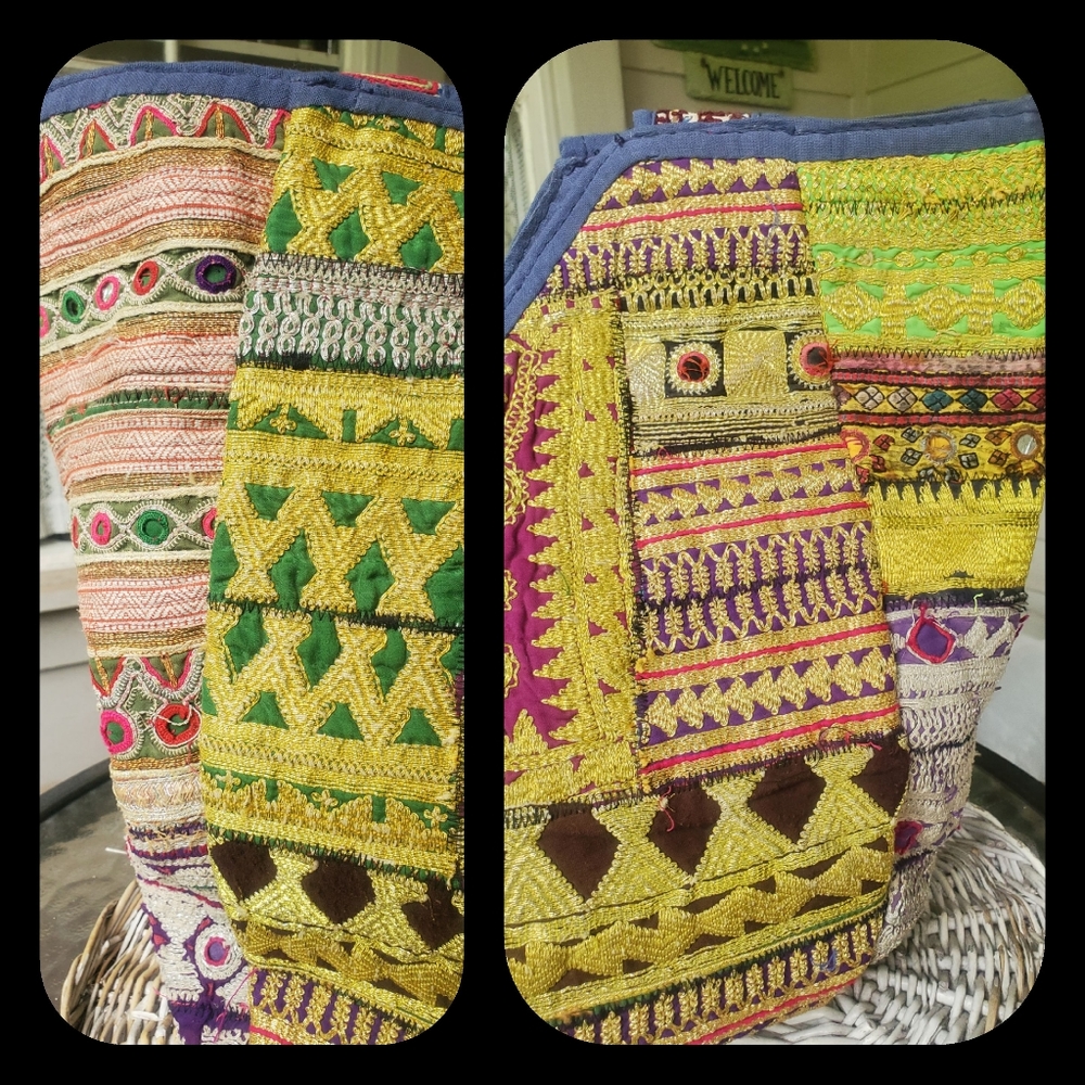 🌈 Artisan Banjara Boho Hippie Embroidered bag Handmade Patchwork Repurposed - Picture 10 of 16